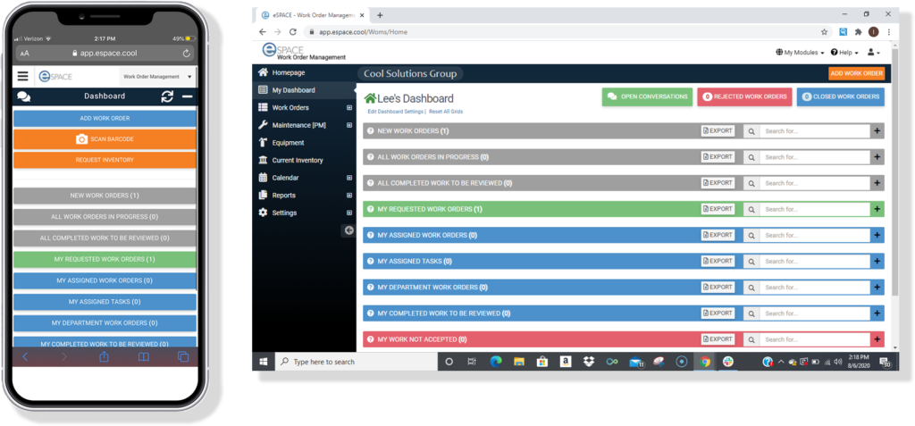 eSPACE work order management feature