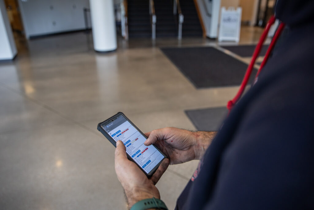 image of Espace's work order management tool on an iphone