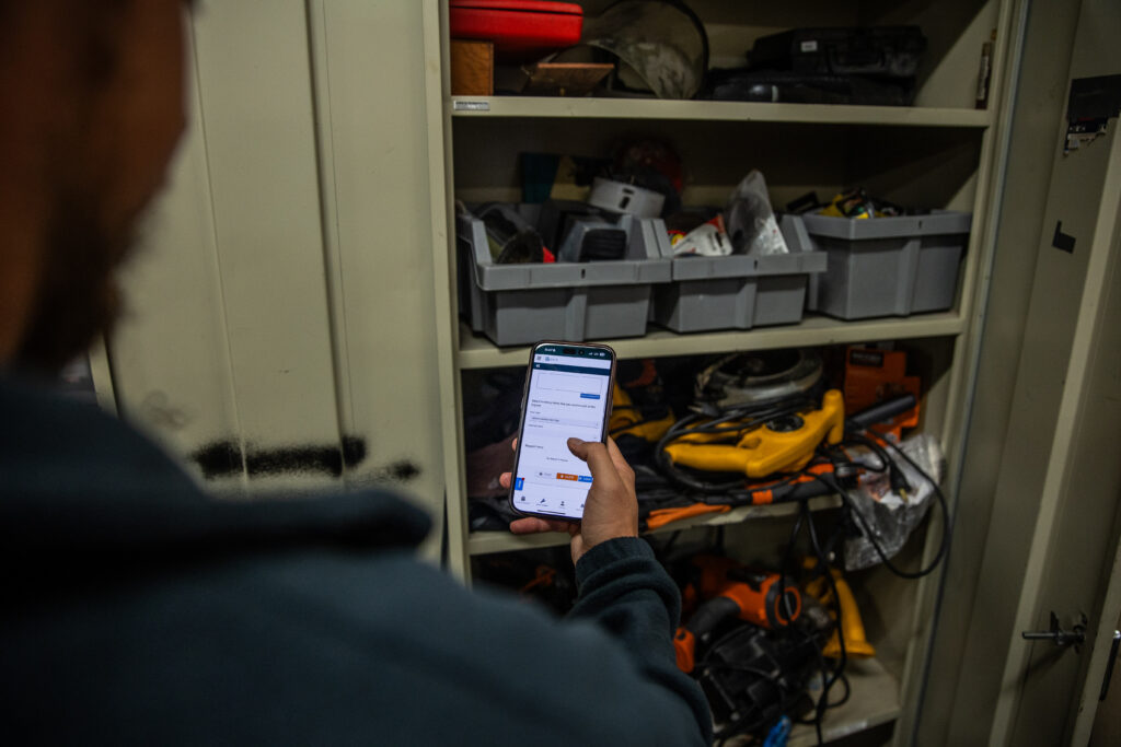 photo of espace on an iPhone inside a church equipment closet