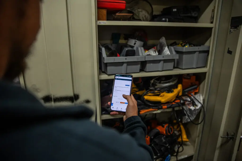 photo of espace on an iPhone inside a church equipment closet