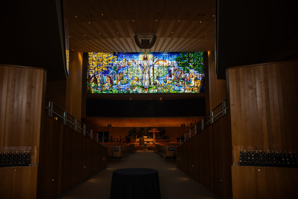 stain glass in church interior